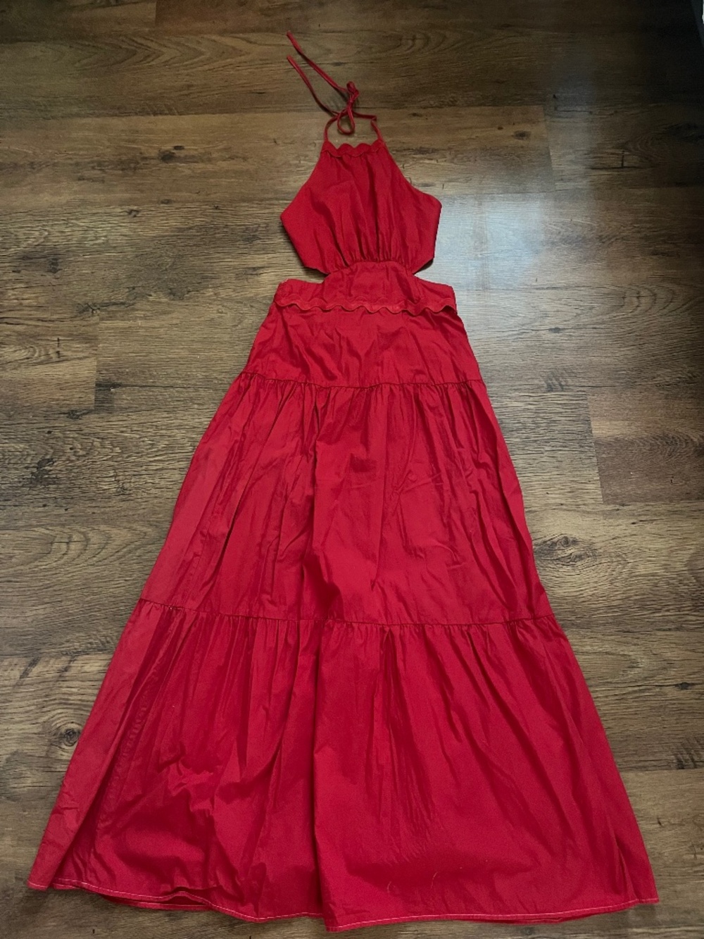 Red Summer Cut-Out Dress